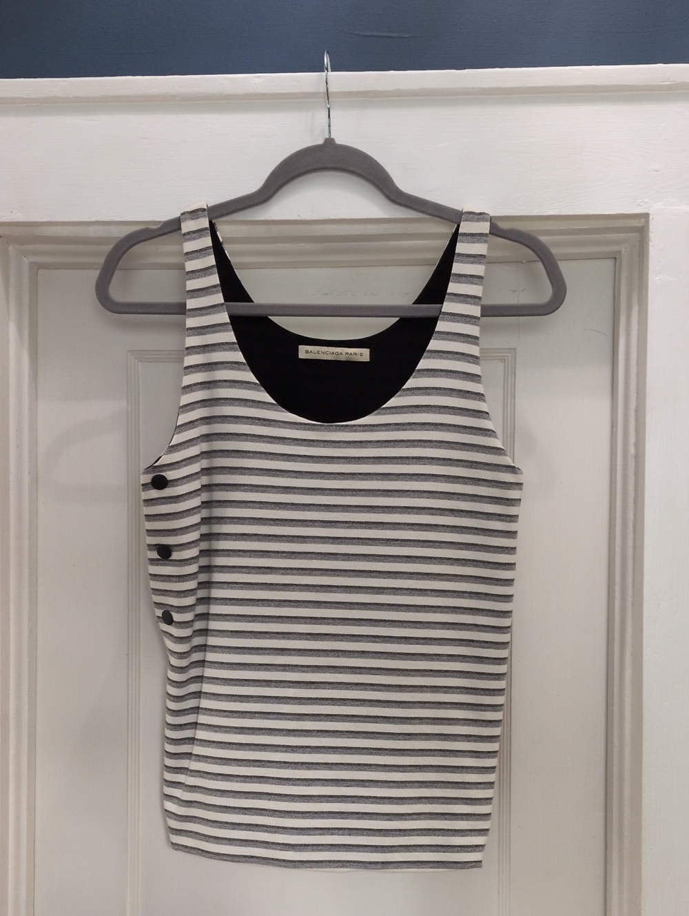 Balenciaga Gray And White Striped Knit Tank
